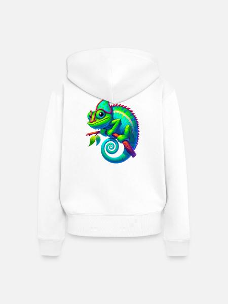 Chamäleon - Frauen Premium Bio Zip Hoodie - Weiß