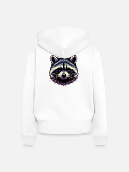 Waschbär - Frauen Premium Bio Zip Hoodie - Weiß