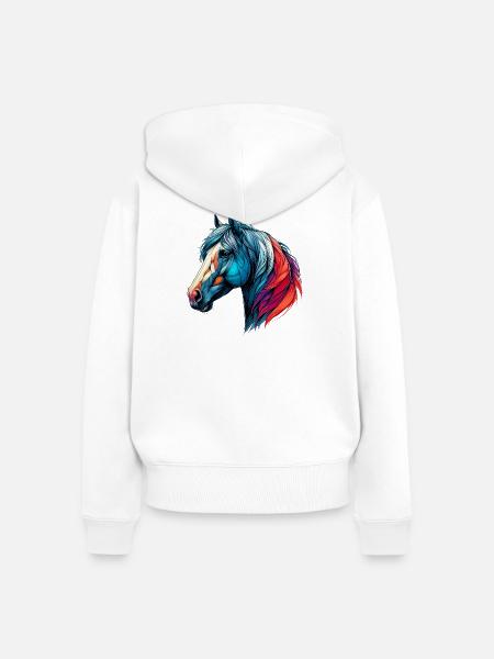 Pferd - Frauen Premium Bio Zip Hoodie - Weiß