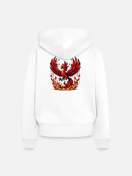 Roter Phönix - Frauen Premium Bio Zip Hoodie - Weiß