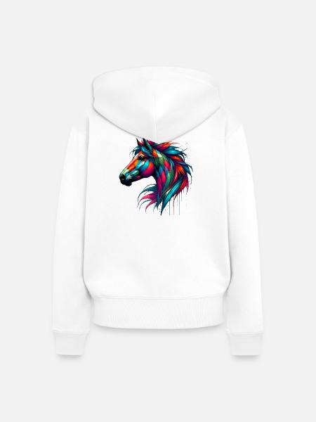 Pferd - Frauen Premium Bio Zip Hoodie - Weiß