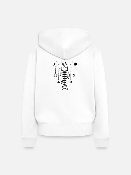 Angeln - Design Fisch in Boho-Stil - Frauen Premium Bio Zip Hoodie - Weiß