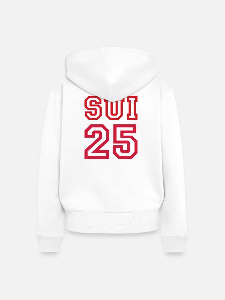 SUISSE Schweiz 2025 - Frauen Premium Bio Zip Hoodie - Weiß
