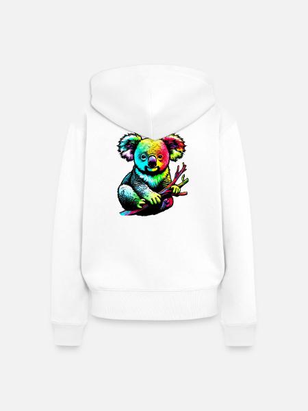 Koala - Frauen Premium Bio Zip Hoodie - Weiß