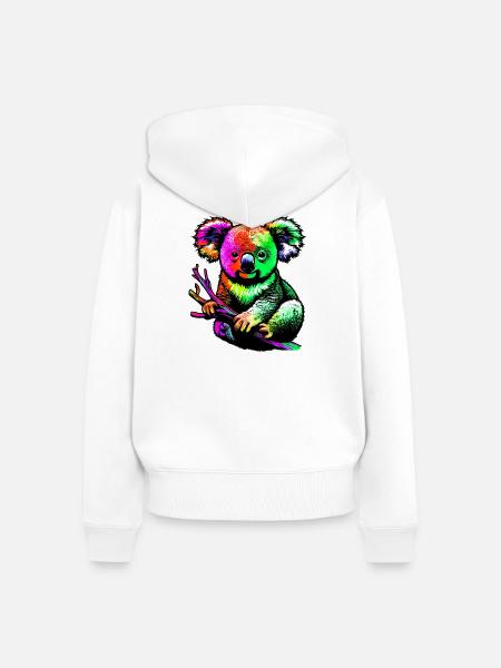 Koala - Frauen Premium Bio Zip Hoodie - Weiß