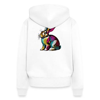 Rabbit - Women's Premium Organic Zip Hoodie - white - Back - AI Model Female 172 light (172cm)