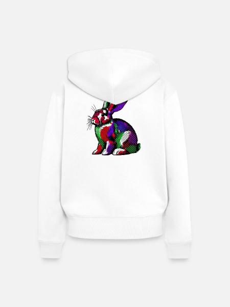 Kaninchen - Frauen Premium Bio Zip Hoodie - Weiß