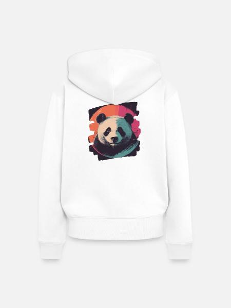 Pandabär Retro - Frauen Premium Bio Zip Hoodie - Weiß