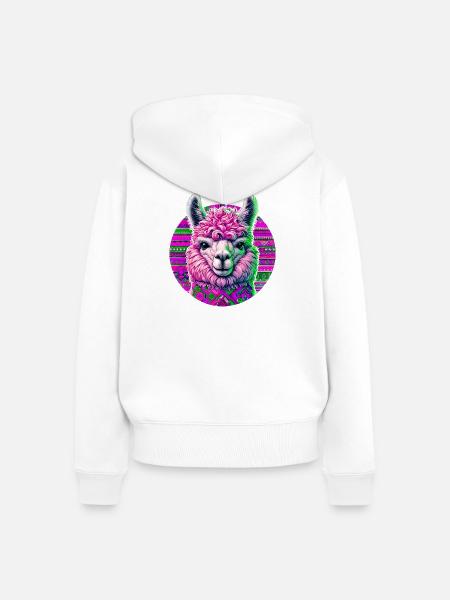 Alpaka - Frauen Premium Bio Zip Hoodie - Weiß