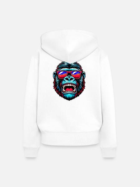 Gorillas mit Sonnenbrille - Frauen Premium Bio Zip Hoodie - Weiß