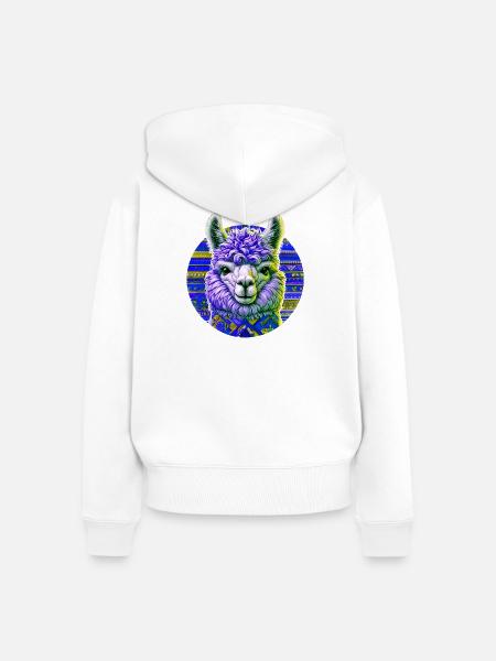 Alpaka - Frauen Premium Bio Zip Hoodie - Weiß