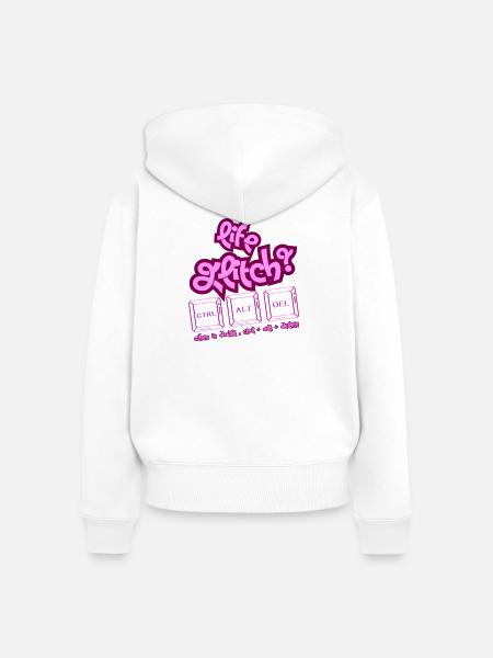 Life Glitch Keyboard - Frauen Premium Bio Zip Hoodie - Weiß