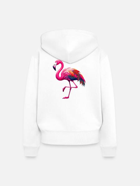 Flamingo - Frauen Premium Bio Zip Hoodie - Weiß