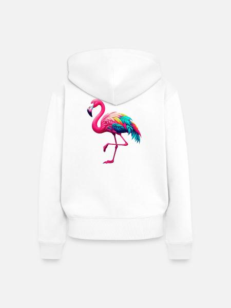 Flamingo - Frauen Premium Bio Zip Hoodie - Weiß