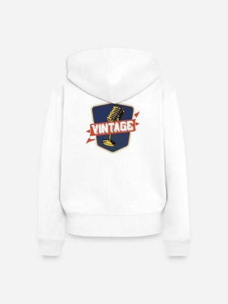 Weinlese - Frauen Premium Bio Zip Hoodie - Weiß