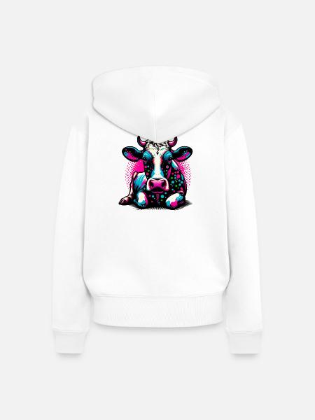 Kuh - Frauen Premium Bio Zip Hoodie - Weiß