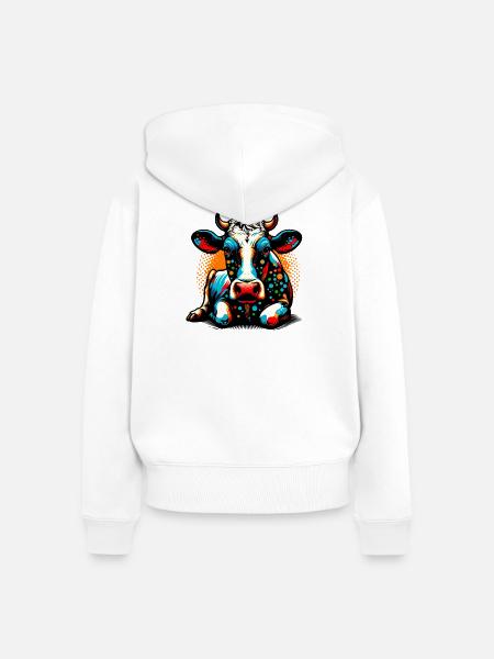Kuh - Frauen Premium Bio Zip Hoodie - Weiß