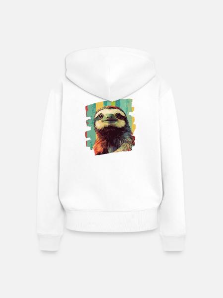 Faultier Retro - Frauen Premium Bio Zip Hoodie - Weiß