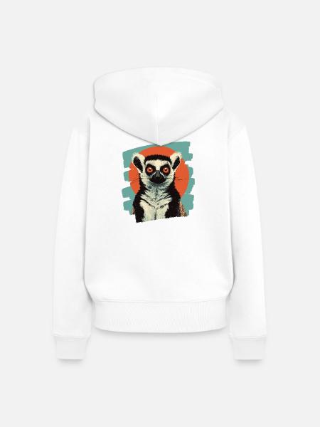 Lemur - Frauen Premium Bio Zip Hoodie - Weiß