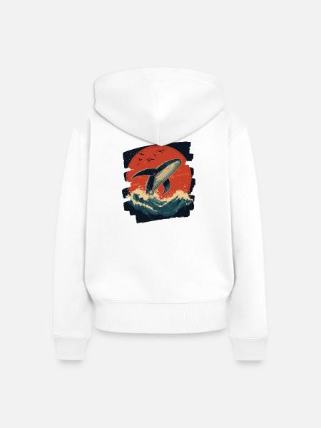 Wal - Frauen Premium Bio Zip Hoodie - Weiß