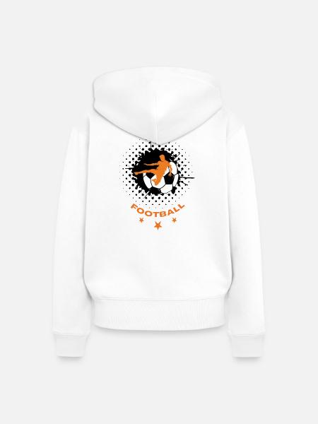 Fußball - Frauen Premium Bio Zip Hoodie - Weiß