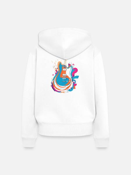 Bunte E-Gitarre - Frauen Premium Bio Zip Hoodie - Weiß