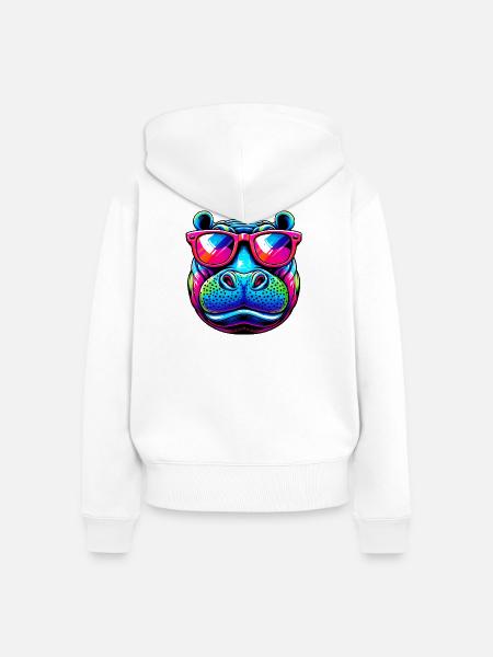 Nilpferd - Frauen Premium Bio Zip Hoodie - Weiß