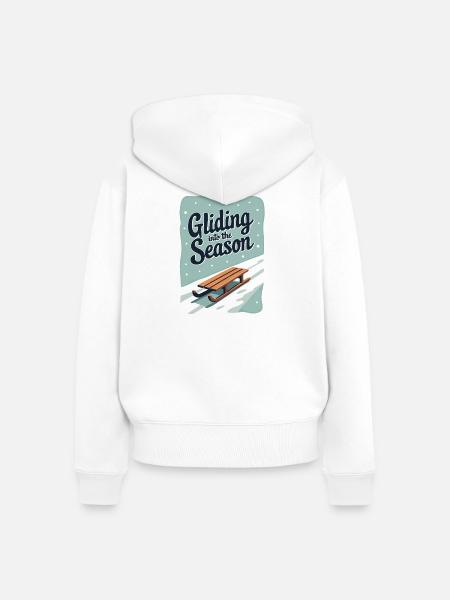 Gliding into the Season - Frauen Premium Bio Zip Hoodie - Weiß