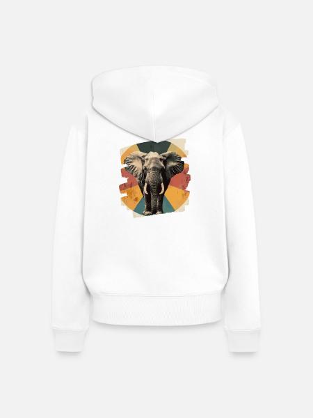 Elefant - Frauen Premium Bio Zip Hoodie - Weiß