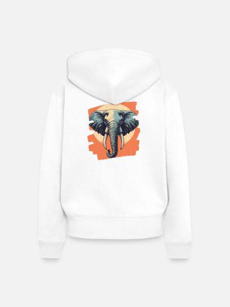 Elefant - Frauen Premium Bio Zip Hoodie - Weiß
