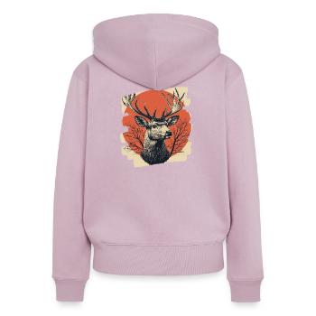 Deer with antlers - Women's Premium Organic Zip Hoodie - dusky pink - Back - Julia (174cm)