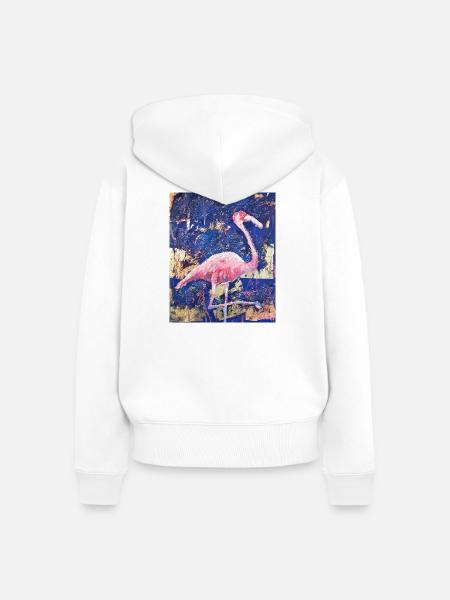 Expressionist Flamingo Artwork - Frauen Premium Bio Zip Hoodie - Weiß
