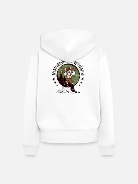 Baumstammweitwurf Wettkämpfer - Frauen Premium Bio Zip Hoodie - Weiß