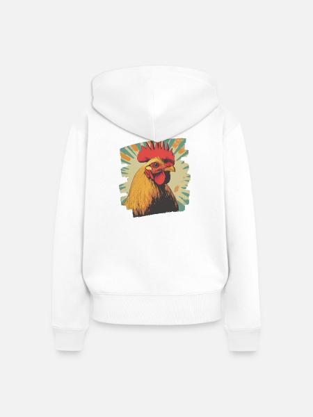 Hahn - Frauen Premium Bio Zip Hoodie - Weiß