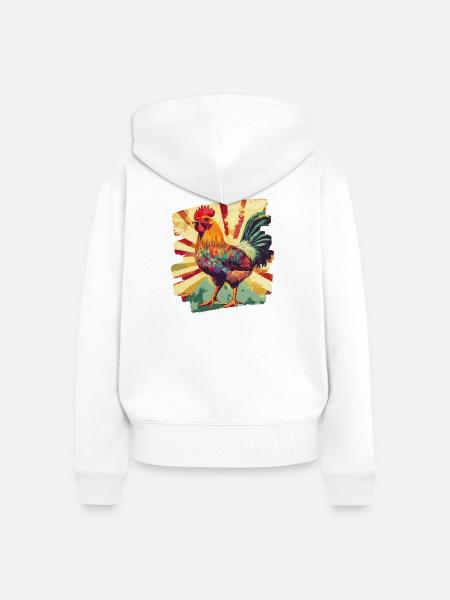 Hahn - Frauen Premium Bio Zip Hoodie - Weiß