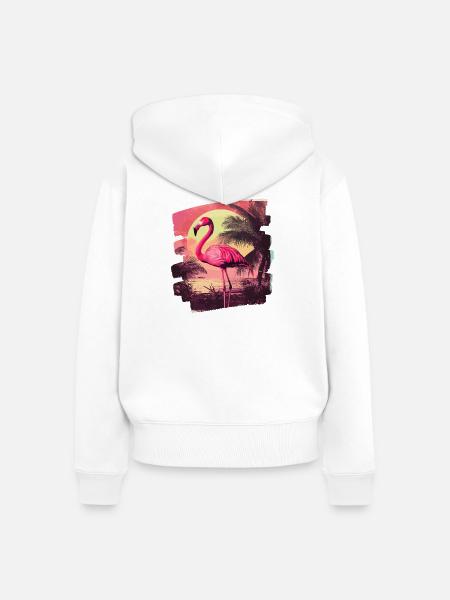 Flamingo - Frauen Premium Bio Zip Hoodie - Weiß