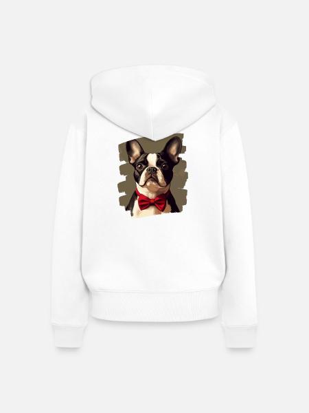 Boston Terrier - Frauen Premium Bio Zip Hoodie - Weiß