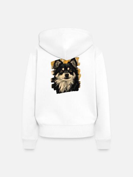 Finnischer Lapphund - Frauen Premium Bio Zip Hoodie - Weiß