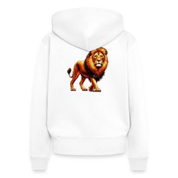 Lion - Sweat à capuche zippé Premium bio Femme - blanc - Dos - AI Model Female 172 light (172cm)