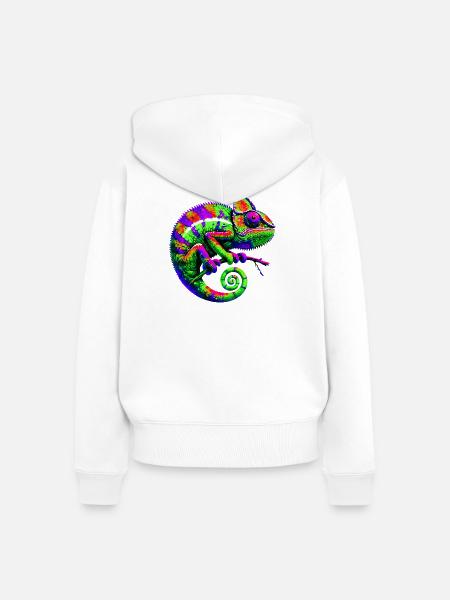 Chamäleon - Frauen Premium Bio Zip Hoodie - Weiß