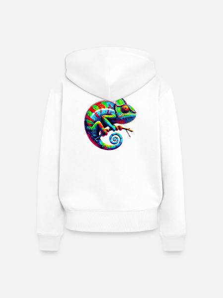 Chamäleon - Frauen Premium Bio Zip Hoodie - Weiß