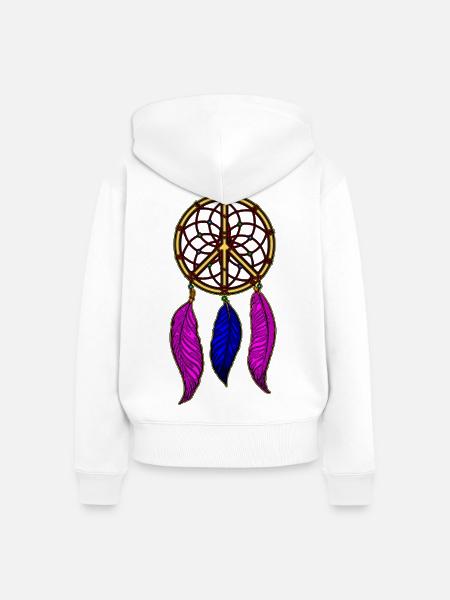 Peace Traumfänger - Frauen Premium Bio Zip Hoodie - Weiß