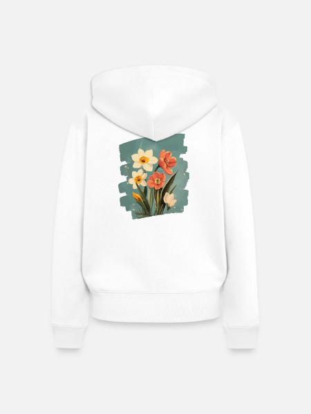 Frühling Frühlingsanfang Blume Blumen - Frauen Premium Bio Zip Hoodie - Weiß