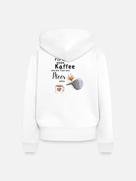 Für mich einen Kaffee - Frauen Premium Bio Zip Hoodie - Weiß