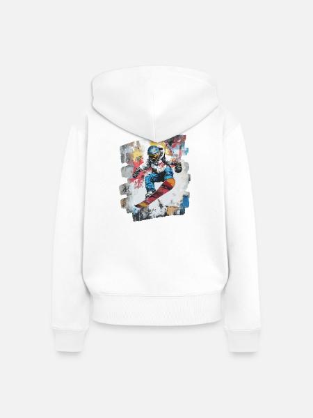 Snowboarder Pulverschnee - Frauen Premium Bio Zip Hoodie - Weiß