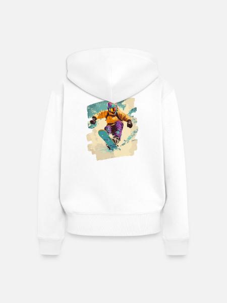 Snowboarder Pulverschnee - Frauen Premium Bio Zip Hoodie - Weiß