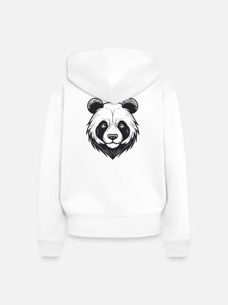 Bärengesicht mit Wildtier-Charme - Frauen Premium Bio Zip Hoodie - Weiß