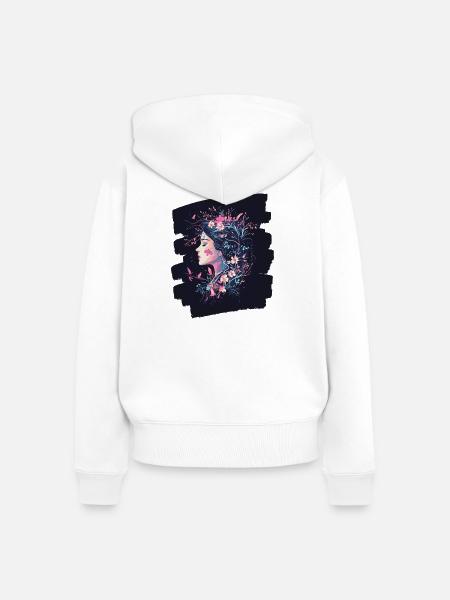 Frühling Frühlingsanfang Blumen - Frauen Premium Bio Zip Hoodie - Weiß