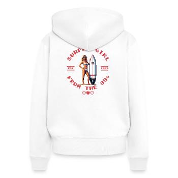 Surfergirl Retro Pixel Art Shirt Années 80 - Sweat à capuche zippé Premium bio Femme - blanc - Dos - AI Model Female 172 light (172cm)