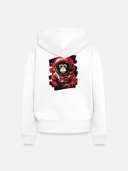 Affe Astronaut - Frauen Premium Bio Zip Hoodie - Weiß